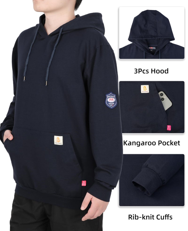 BOCOMAL FR Hoodie Idea for Summer Pullover Shirts 7.5oz Lightweight Navy Flame Resistant Sweatshirt - Image 4